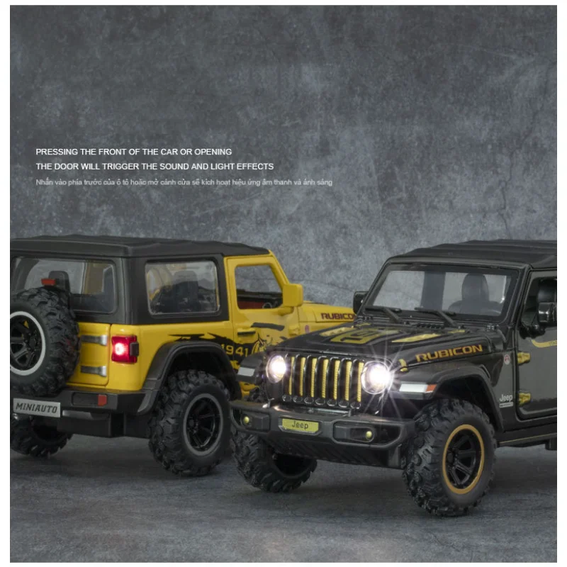 1:32 Diecast JEEP Off-road Alloy Car Model 4 Open The Door And Pull Back The Inertia Toy Scene Decoration Collection Boy's Toy