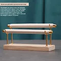 Solid wood golden two-layer ring rack beige