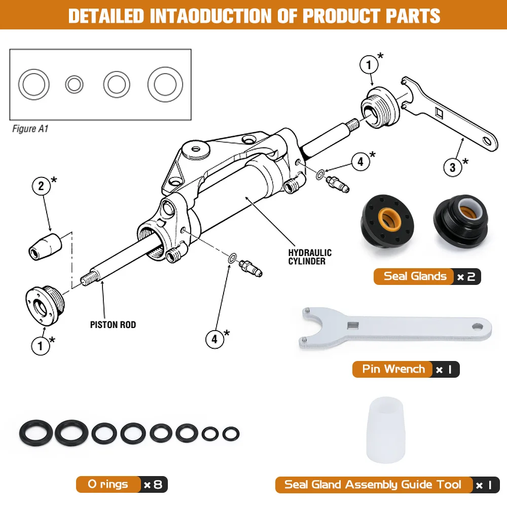 Marine Accessories Marine Hardware Front Mount Hydraulic Steering Cylinder Seal Kit For SeaStar Pivot HC5340 HC5341 HC5358 HC5365 HC5375