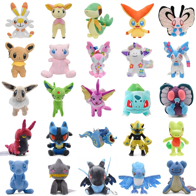 

New Pokemon Plush Figure Cute Soft Stuffed Victini Deerling Snivy Butterfree Shiny Umbreon Zeraora Omanyte Articuno Peluche Doll