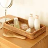 Handwoven Rattan Storage Basket Square Wicker Tray Picnic Basket Bread Food Plate Fruit Cake Sundries Box Home Desk Decor S/M/L 3