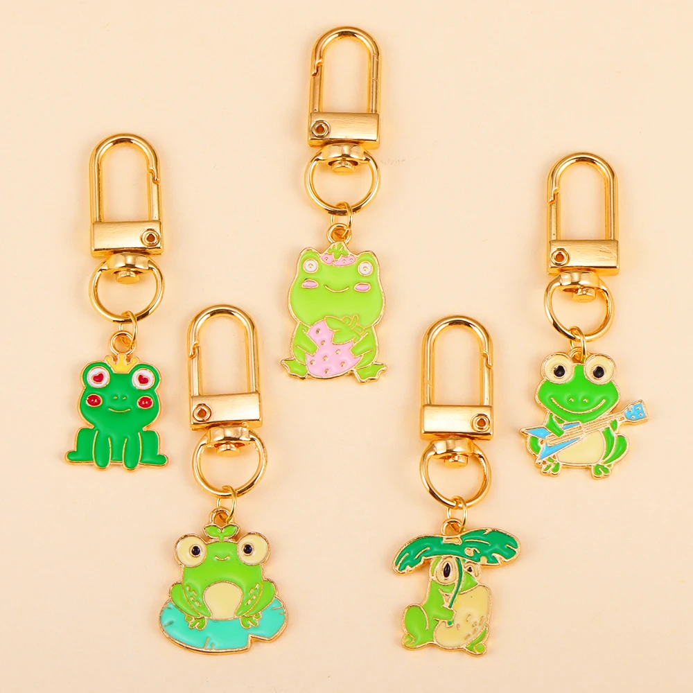 

Lovely Alloy Enamel Frog Pendant Keychain For Women Men Kids Handbags Earphone Case Car Key Decor Jewelry Party Craft Gifts