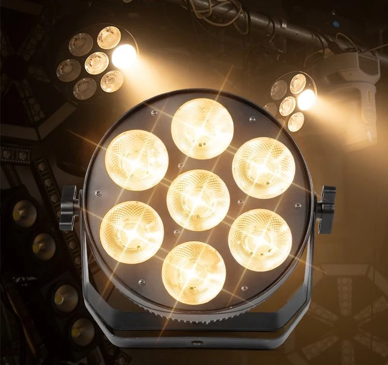 High Power 7*50W LED COB Dual Color Warm White Gloss Stage Audience Par Light DM