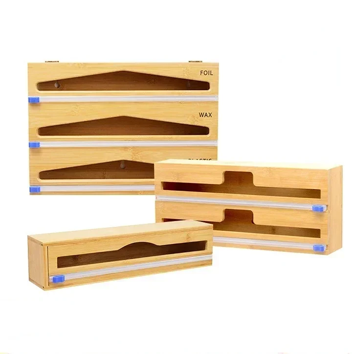 

Диспенсер и с резаком, дистрибьютор пленки, хранилище, бамбуковый алюминиевый кухонный органайзер для еды, держатель, коробка, аксессуары