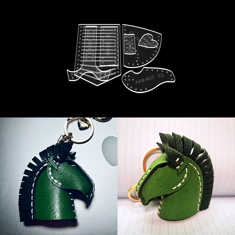 Transparent Template Set Cartoon Pony Keychain Pattern Leather Craft Acrylic Stencil Template Tool Leatherworking Tools leather craft template sewing template