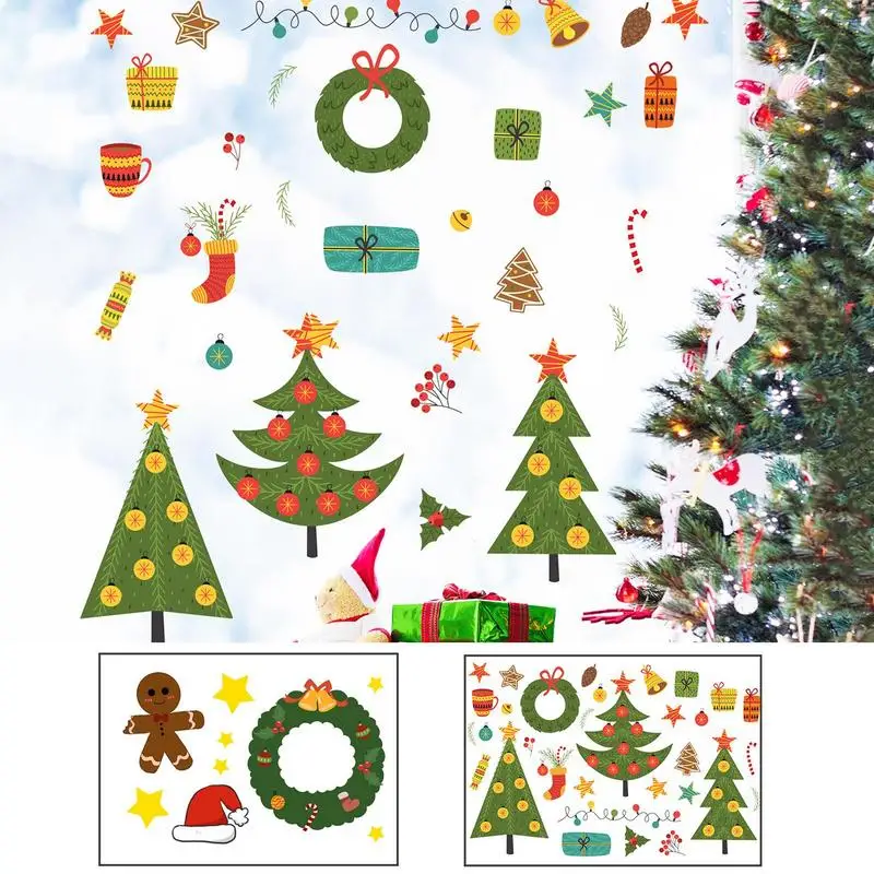 Glow In The Dark Christmas Window Clings Classroom Glowing Stickers For Kids Cute Cartoon Wall Window Decoration Funny Decals