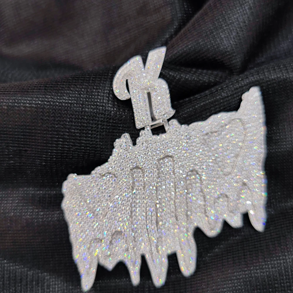Personalized Customization VVS Moissanite Double-Layer Letter Diamond Pendant  Hip Hop 925 Sterling Silver Name Necklace Pendant