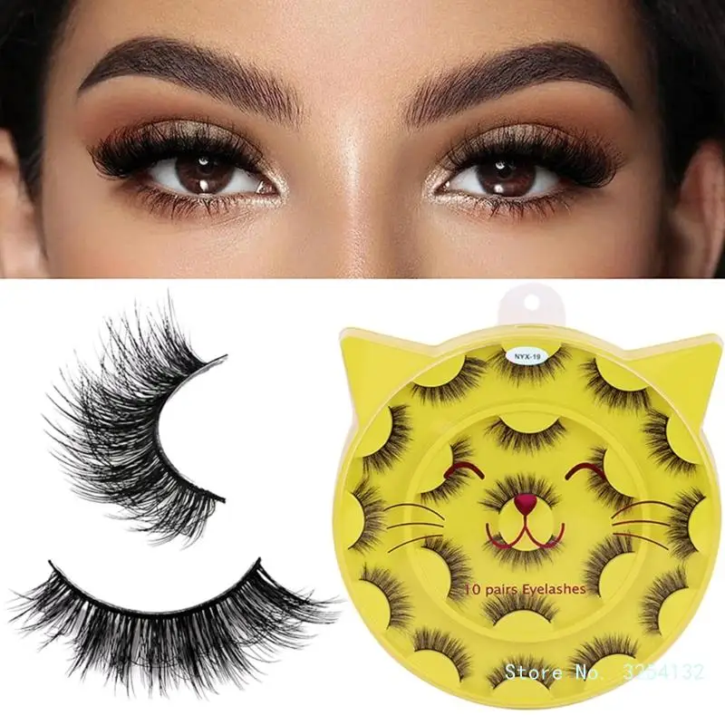 

10 Pairs False Eyelashes 3D False Eyelashes Volume Eyelashes Reusable Long False Lashes Makeup Lashes Extension