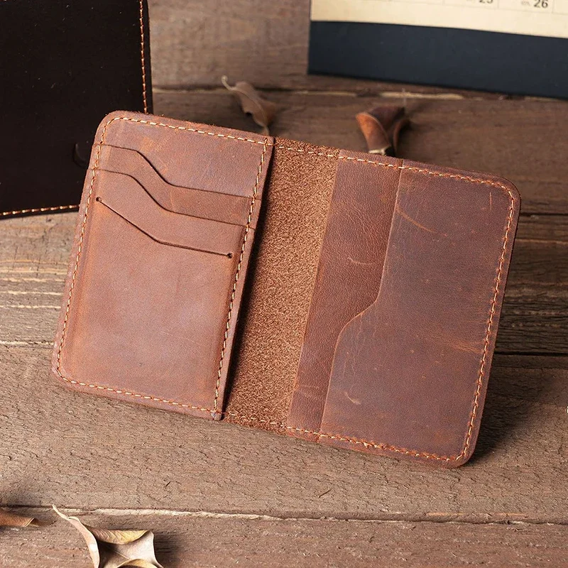 100% Leather Handmade Wallet for Credit Card Holder and Credential Holder Multi Slot Slim Mens Card Holders