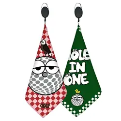 Stylish Double - Sided Green Golf Towel with Retractable Hook - Creative Gift (Green and red)
