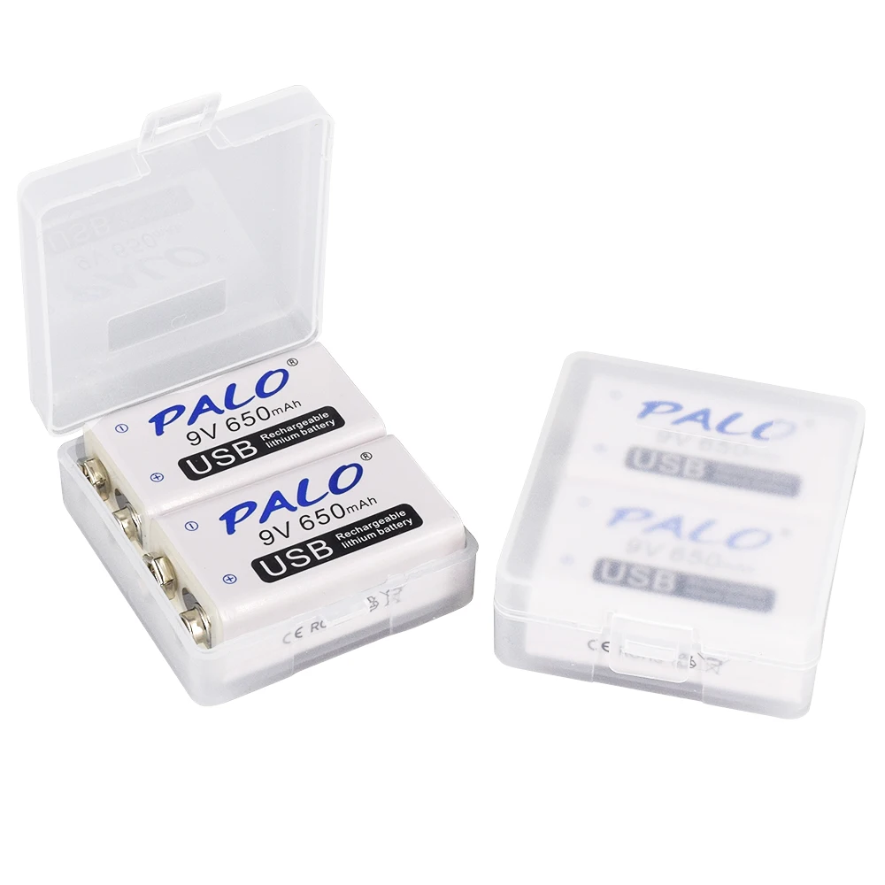 PALO 9V Rechargeable Li-ion battery 500mAh 9v 6F22 lithium battery 9V  batteries for Multimeter,toys