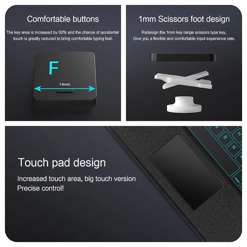 Teclado Oneplus Smart Compatível com Bluetooth Tablet Oneplus Pad Trackpad Backlight Touchpad Split Cover Teclado Pad 11.61 - Imagem 4