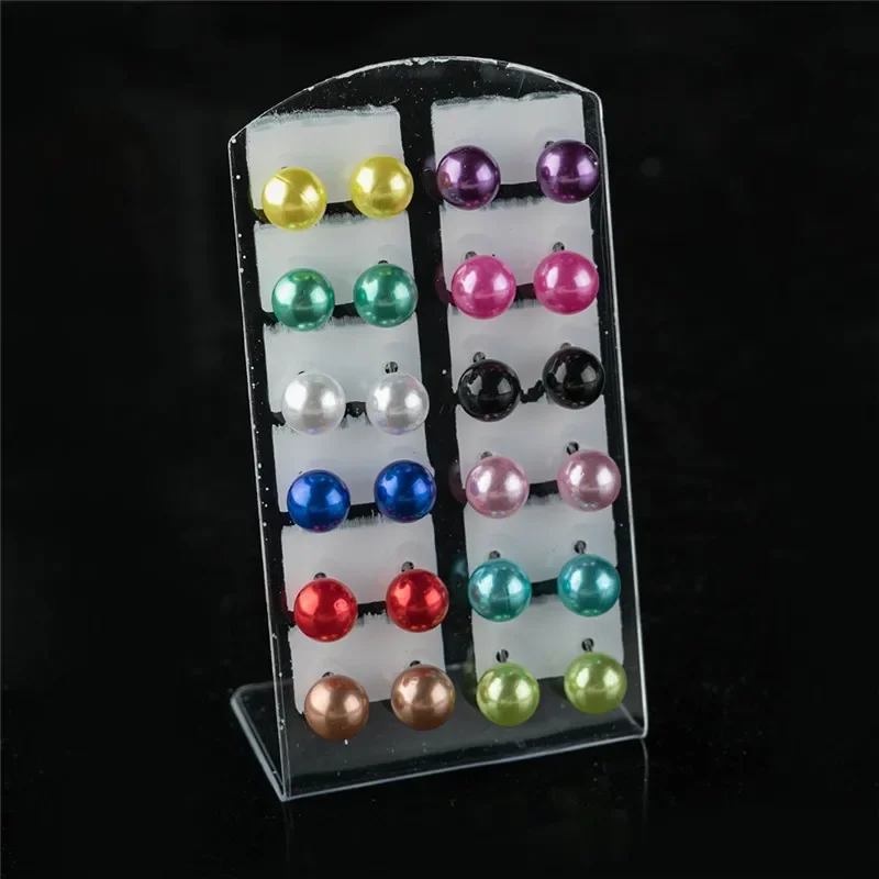 Imitation Pearl Stud Earrings Women Ear Jewelry Round Ball 4 6 8 10mm 12Pairs