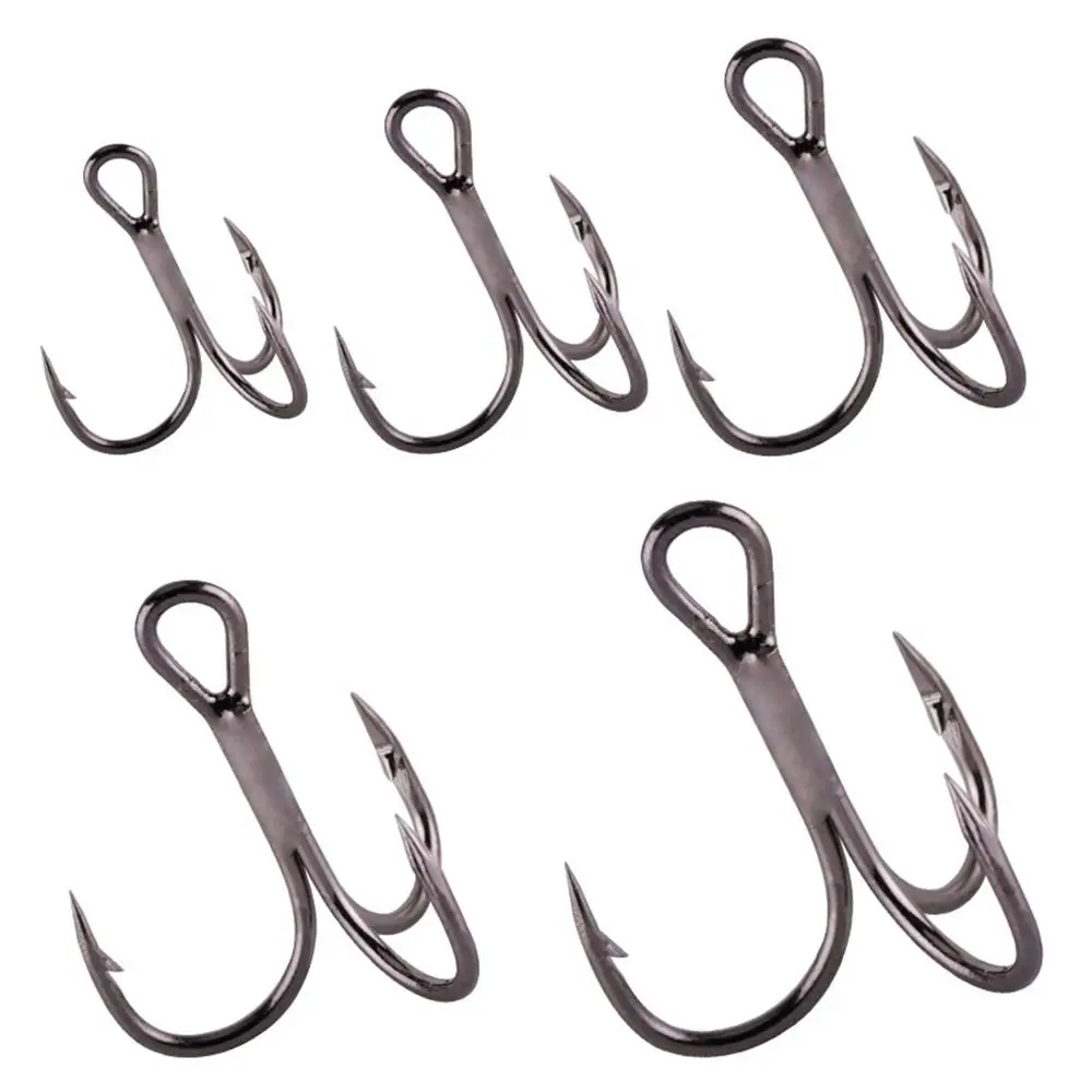 

10 шт., тройные рыболовные крючки из черного никеля