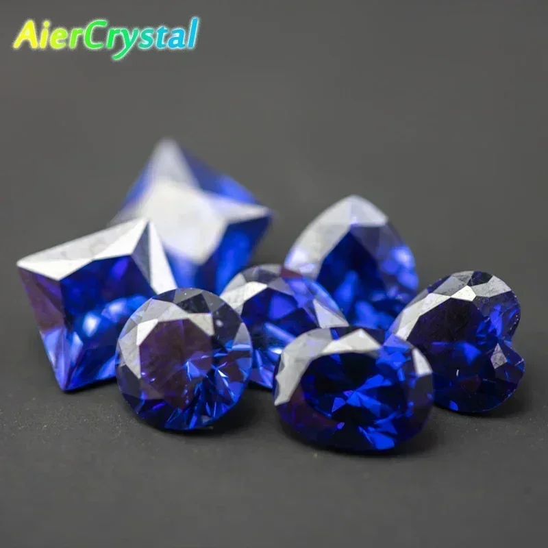 Blue Sapphire Loose Gemstone Jewelry DIY Gem Stone for Necklace Ring Perfect Circle DIY Inlaid