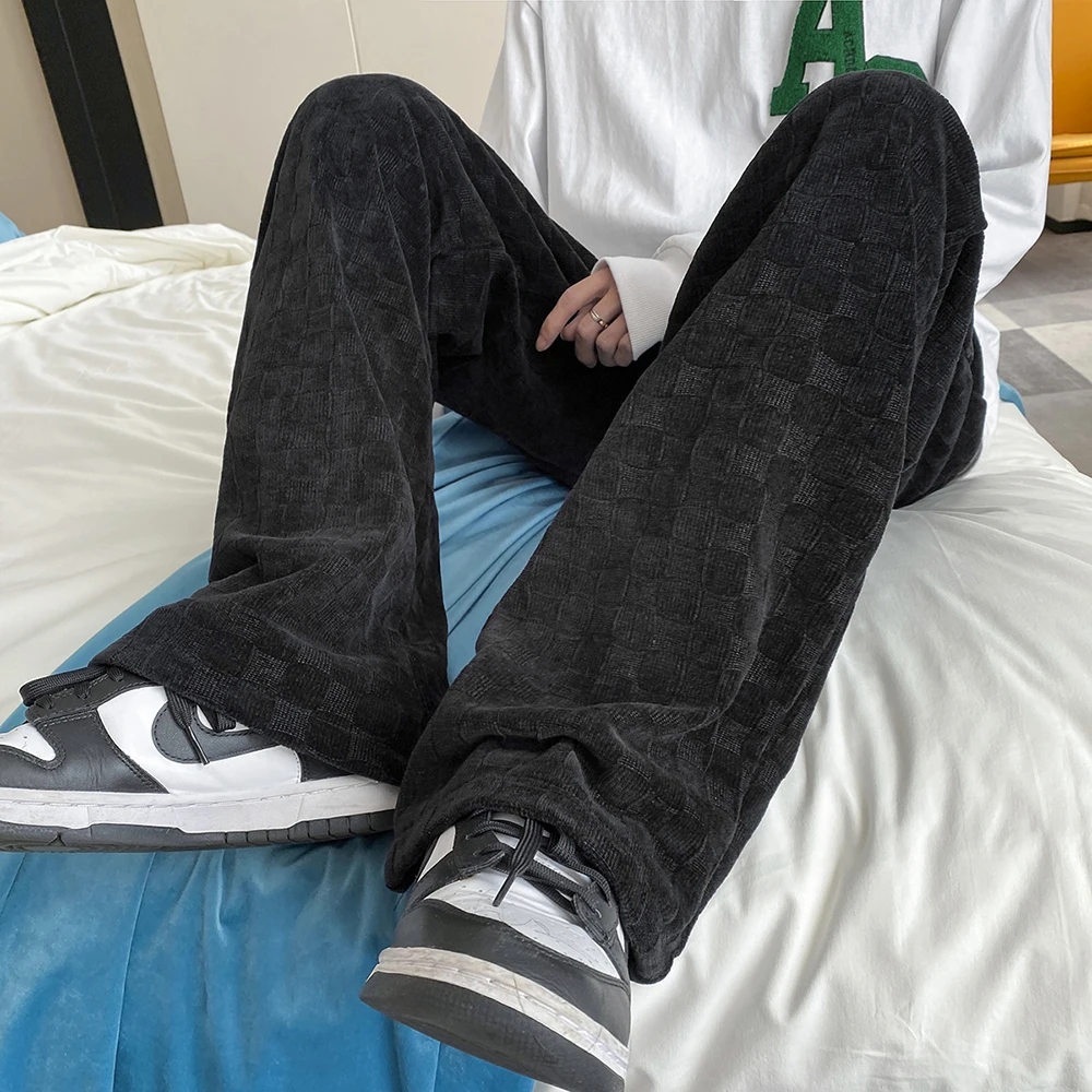 Men's Plaid Straight Oversize Men Casual Pants Fashion Brand