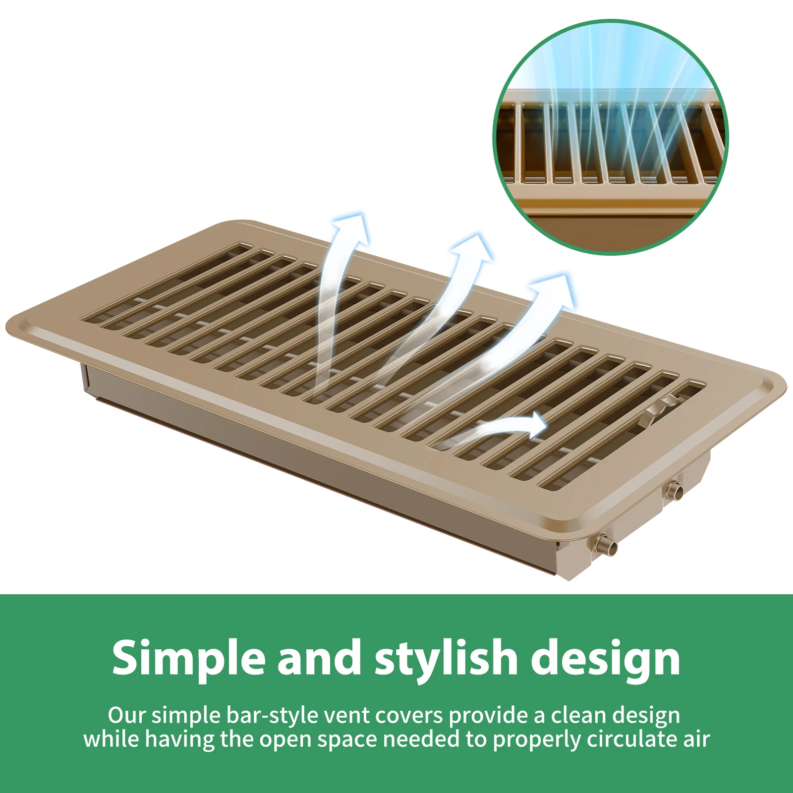 2Pcs Floor Vent Covers 10inch Heavy Duty Floor Register Aluminium Alloy Heat Vent Covers Rust Proof Grates Adjustable