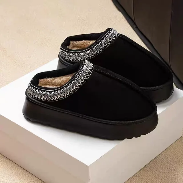 2025 Platform Fluffy Slippers Women/men House Flats Fashion Plush Winter Shoes Ladies Home Elegant Casual Footwear Large Size 5