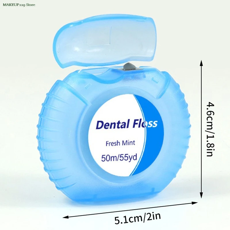 Dental Flosser Oral Hygiene Teeth Cleaning Wax Mint Flavored Dental Floss Spool Toothpick Teeth Flosser 1 Roll 50m dental floss