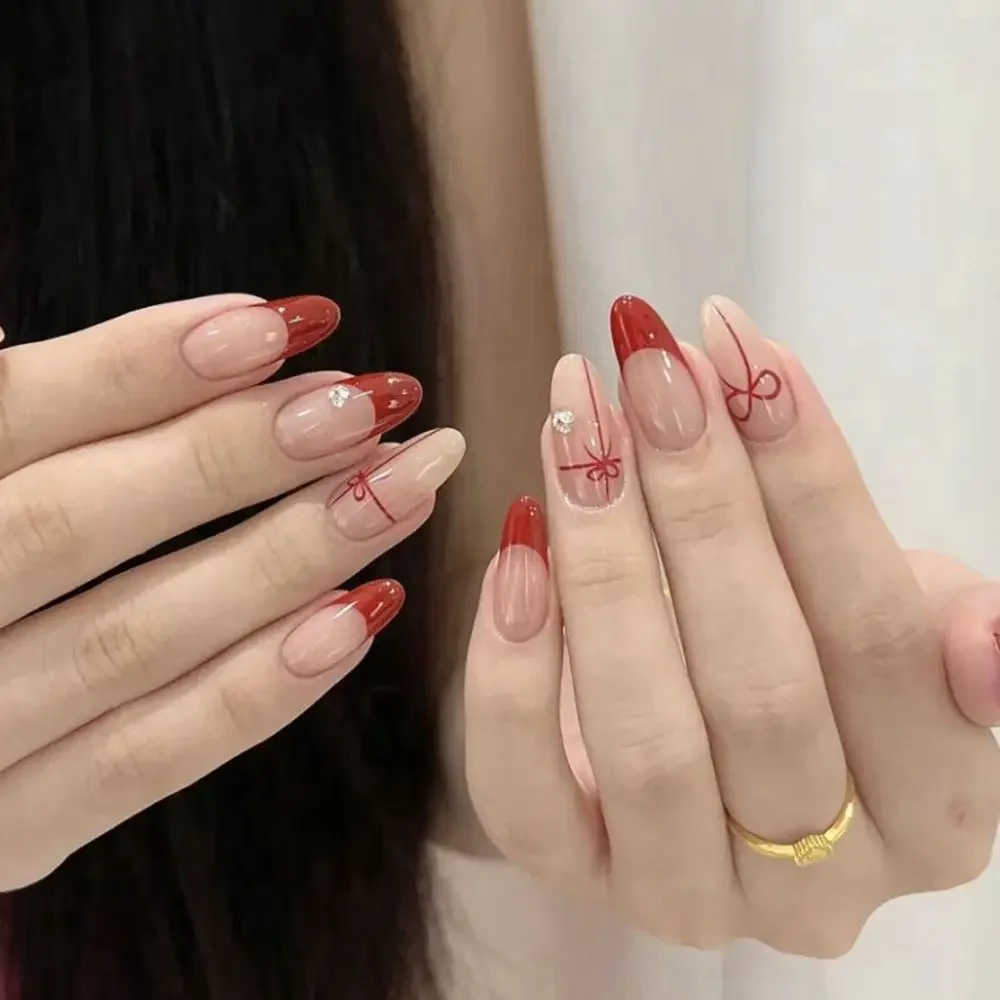 Black Red Bow Nail Art Stickers Self Adhesive Mini Decals