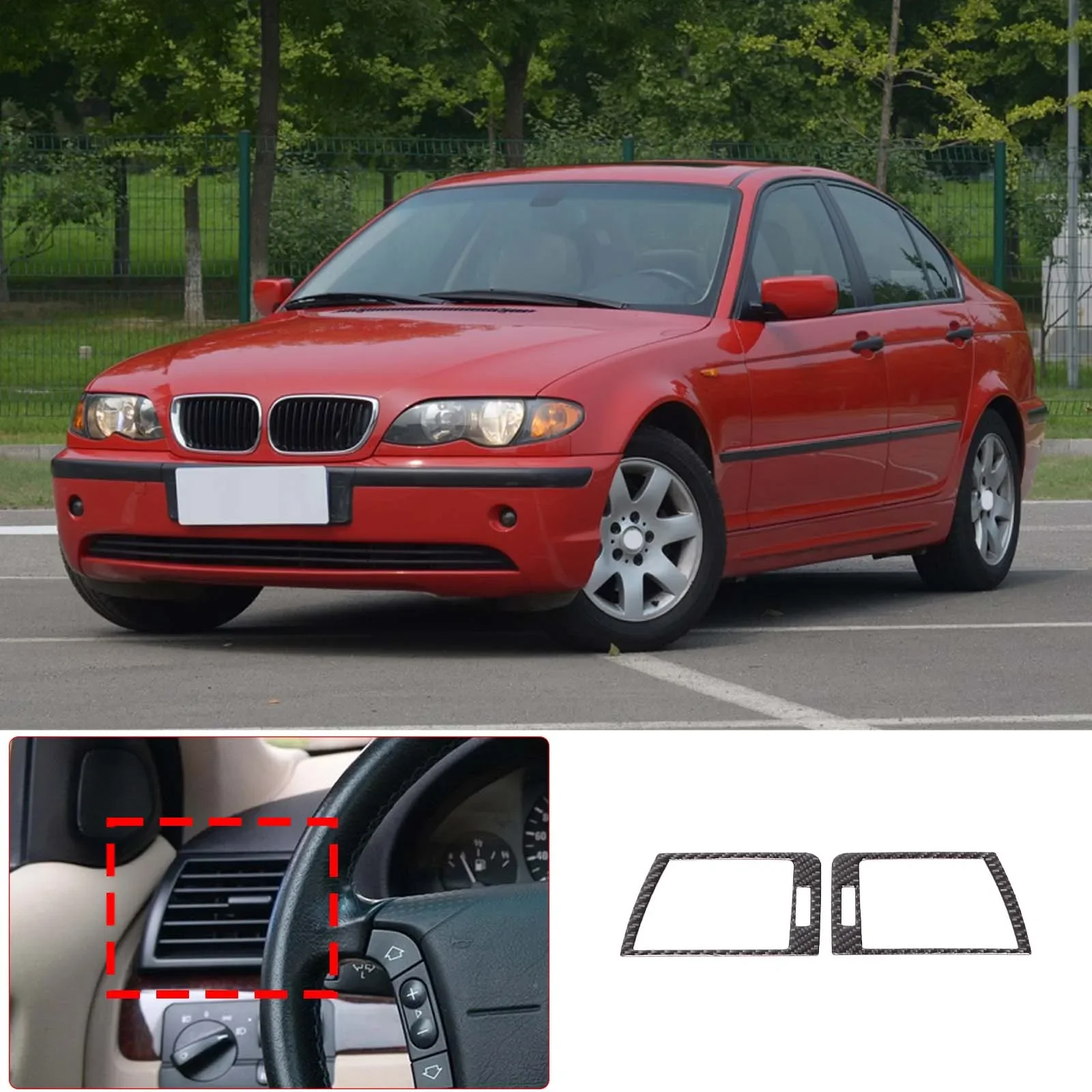 

For BMW 3 Series E46 1998-2004 Soft Carbon Fiber Car Center Control Both Sides Air Outlet Frame Cover Sticker Car Accessories
