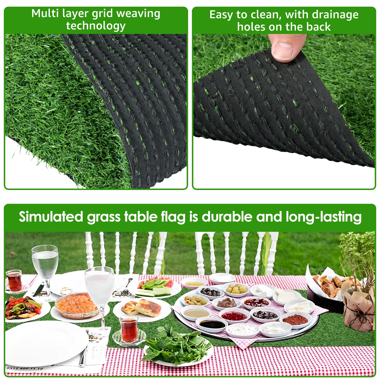 Green Artificial Grass Table Runner Soft Faux Cloth DIY Decoration