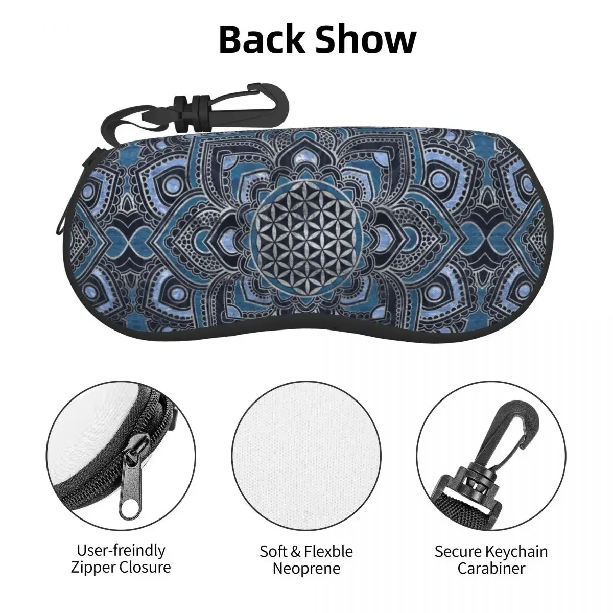 Flower Of Life In Lotus Mandala Glasses Case Stylish Zen Yoga Meditation Shell Eyeglasses Case Sunglasses Box