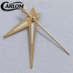 Silver, Gold, Rose, and Gunmetal Watch Hands with Green Luminous Finish - High Quality Replacement Parts (Gold)
