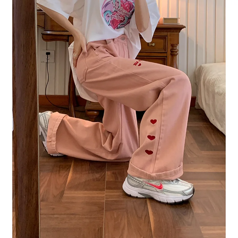 Jeans Femininos Bordados Cintura Alta Perna Longa Rosa Vintage Costura Estilo Harajuku Reto Mamãe 2022 2 Computers & Electronics