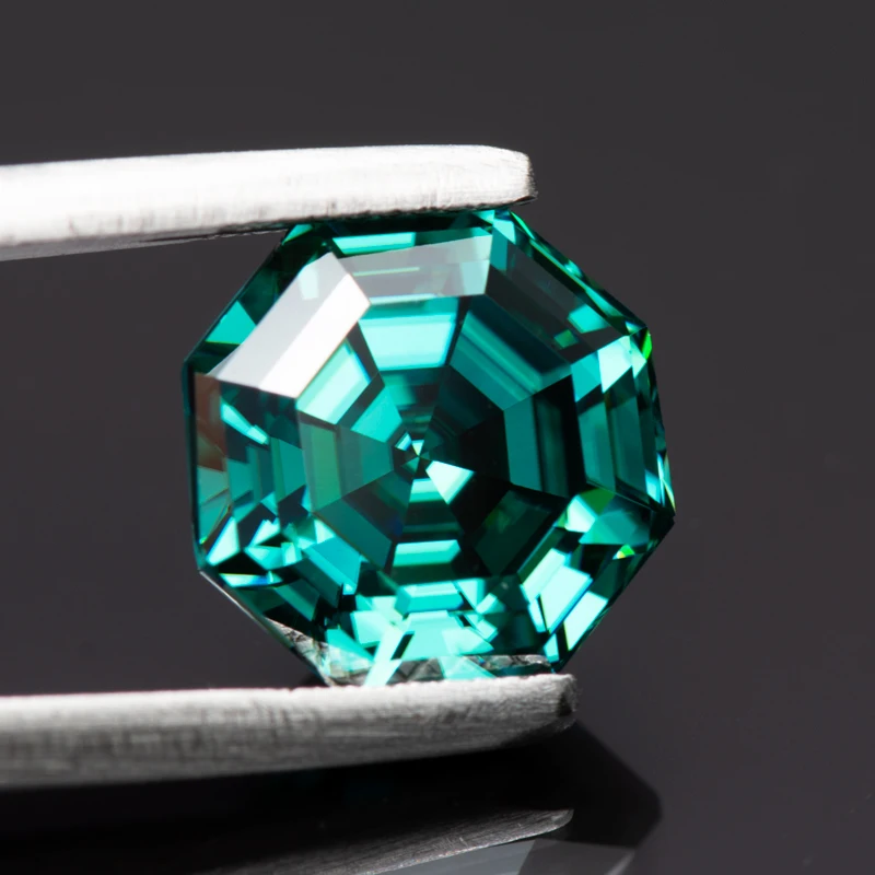Moissanite Stone Primary Colours Emerald Green Octagon Lab Grown Gemstones Diamond for DIY Ring Necklace Earrings Main Materials