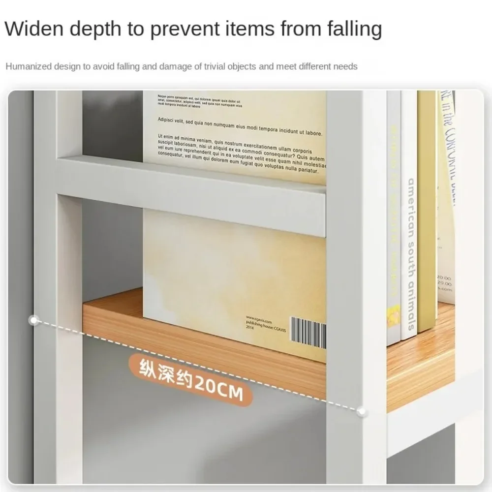 Bookcase With Grid Bookshelf Student Computer Desk Table Hole Board Table Wooden Shelves Desktop Multi-layer Wrought Iron Shelf