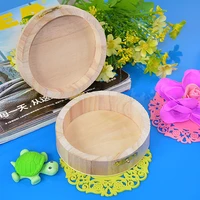 Multifunction Wooden Storage Box Round Plain Wood Case Vintage Jewelry Box With Lid Desktop Wood Clamshell Storage Organizer 2