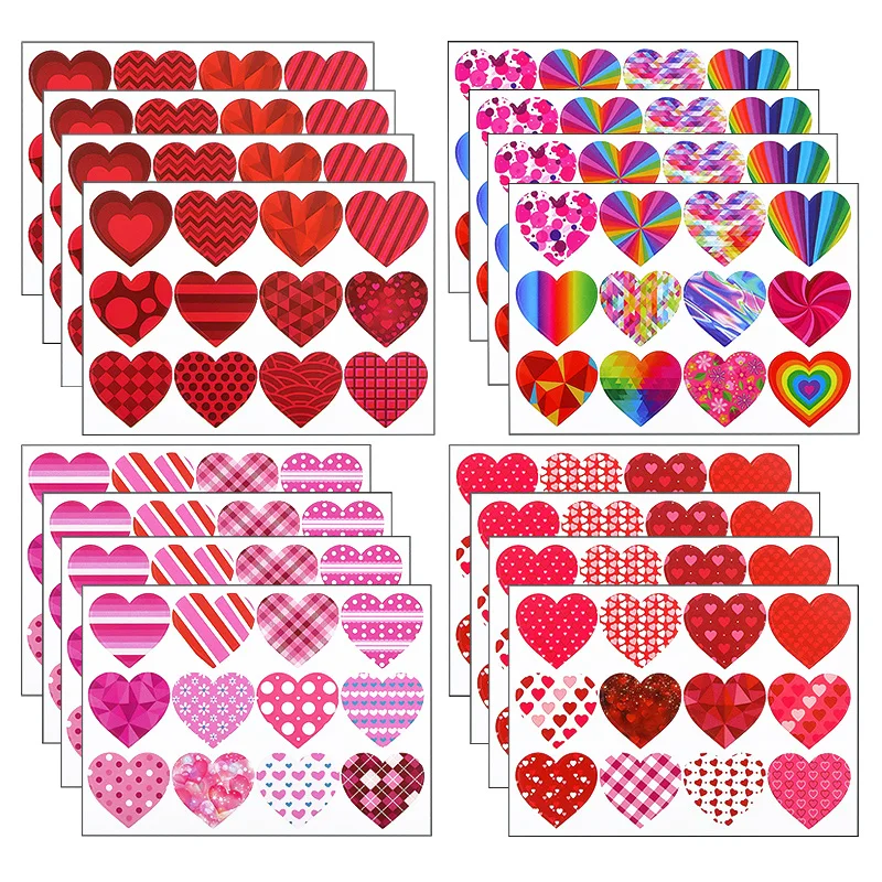 

16sheets Heart Shape Stickers Wedding Anniversary Gift Box Bag Decoration Sticker Valentines Day Envelope Invitation Seal Labels