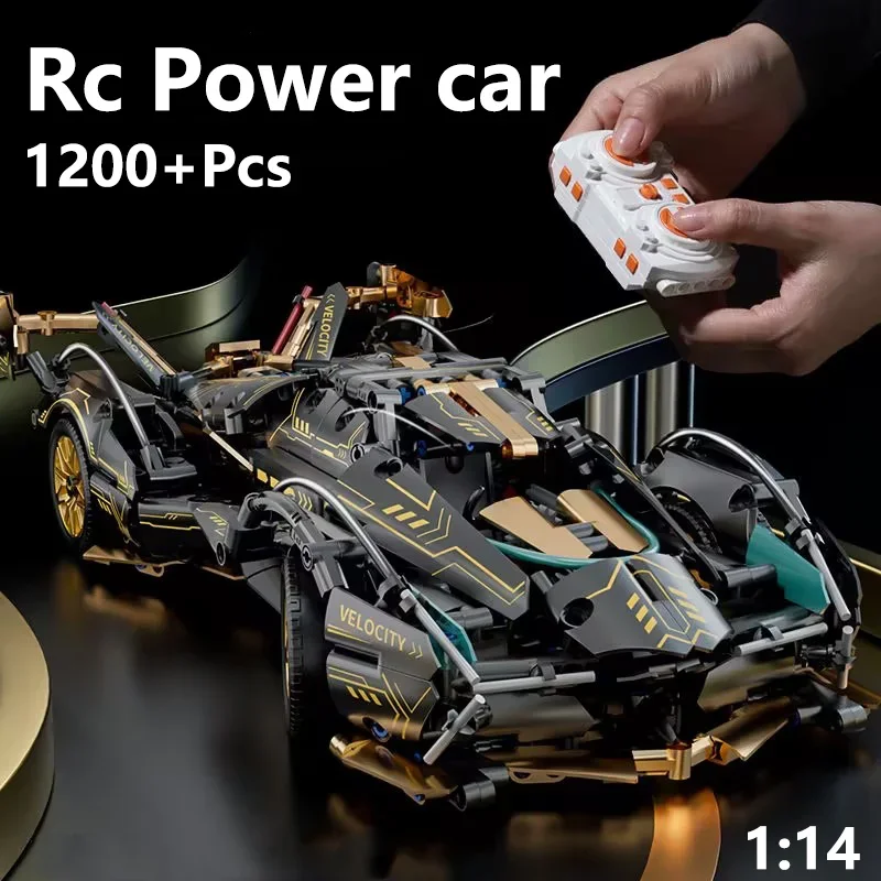 1:14 Rc Car Racing Building Blocks 1200Pcs Set Technical Expert Sport Vehicle Model Power Moc Bricks DIY Toy Kids Birthday Gifts building block toy assemble toy
