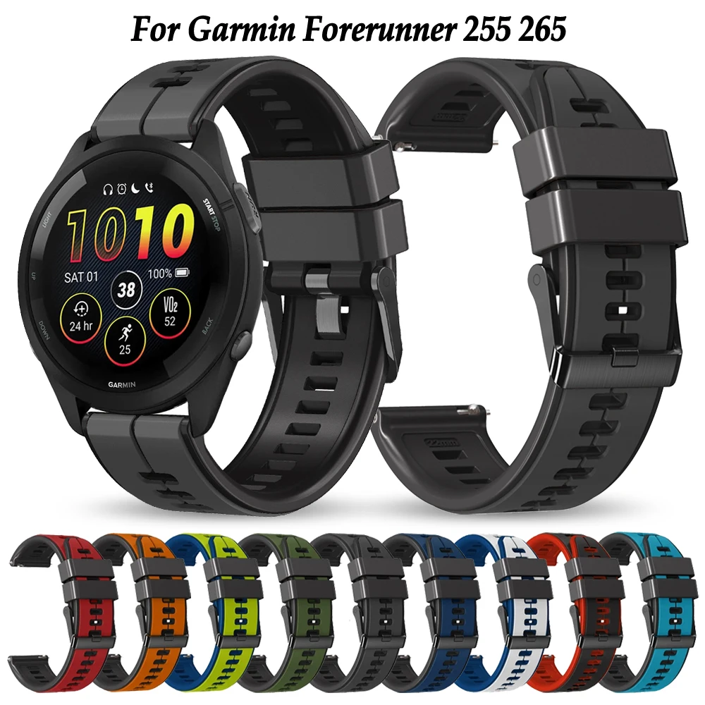 

22mm Silicone Bracelet Strap For Garmin Forerunner 265 Forerunner 255 Venu 2 Venu 3 Vivoactive 4 Watch Strap Band Belt Watchband
