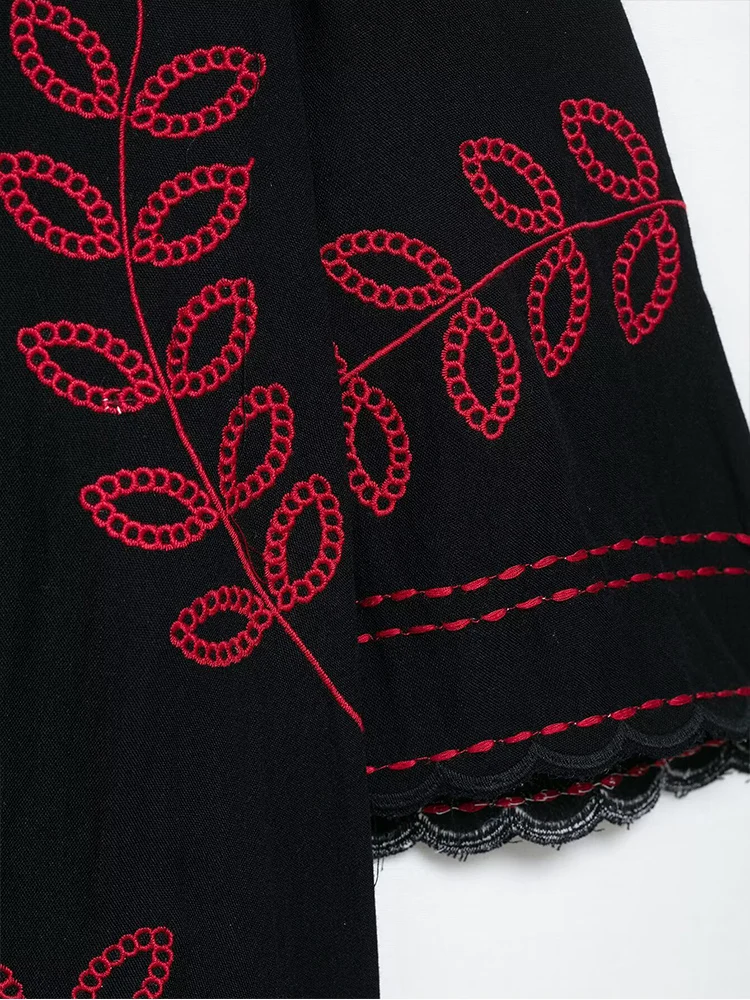 TFMLN Embroidery Blouse Shorts Sets For Women Chic Short Sleeve Pullover Shirts Casual Shorts 2025 Summer High Street Outfits