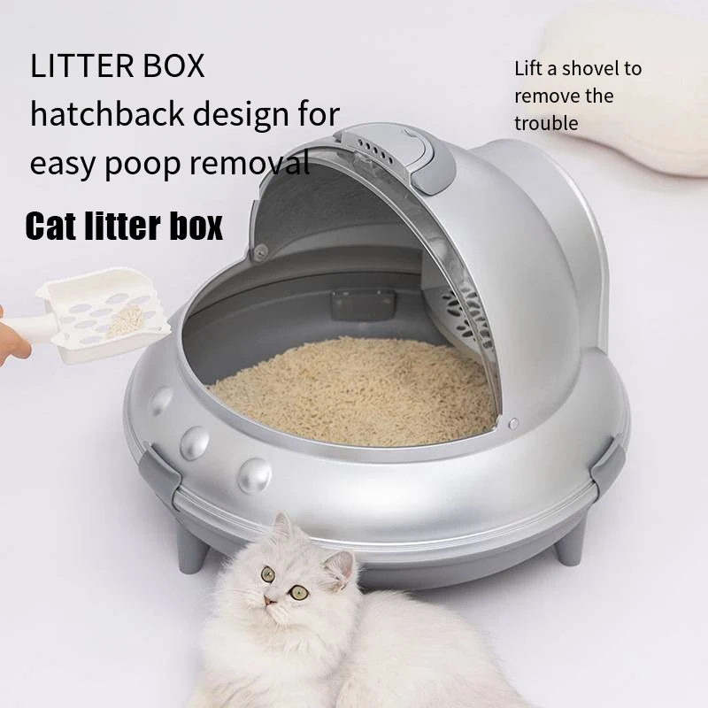 

Fully Enclosed Cat Litter Box Space Capsule Design Cat Toilet Splash Proof Large Deodorized Cat Litter Box Cat Toilet LitterTray