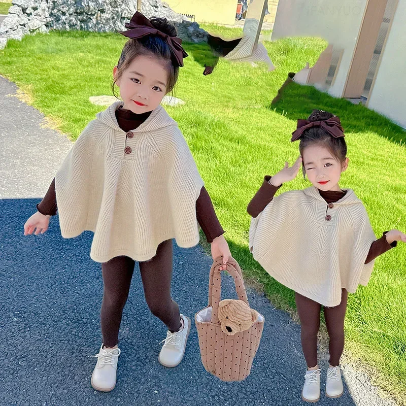 Korean Girl Infant Toddler Sweaters Cloak Baby Clothing Coat Cute Fashion Autumn Winter Outdoor Windproof Jackets Kids Outerwear