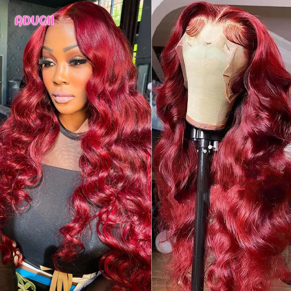 

99J Burgundy Lace Front Human Hair Wigs Brazilian Straight Body Wave Hair Lace Wigs For Women Curly Hair Transparent Closure Wig