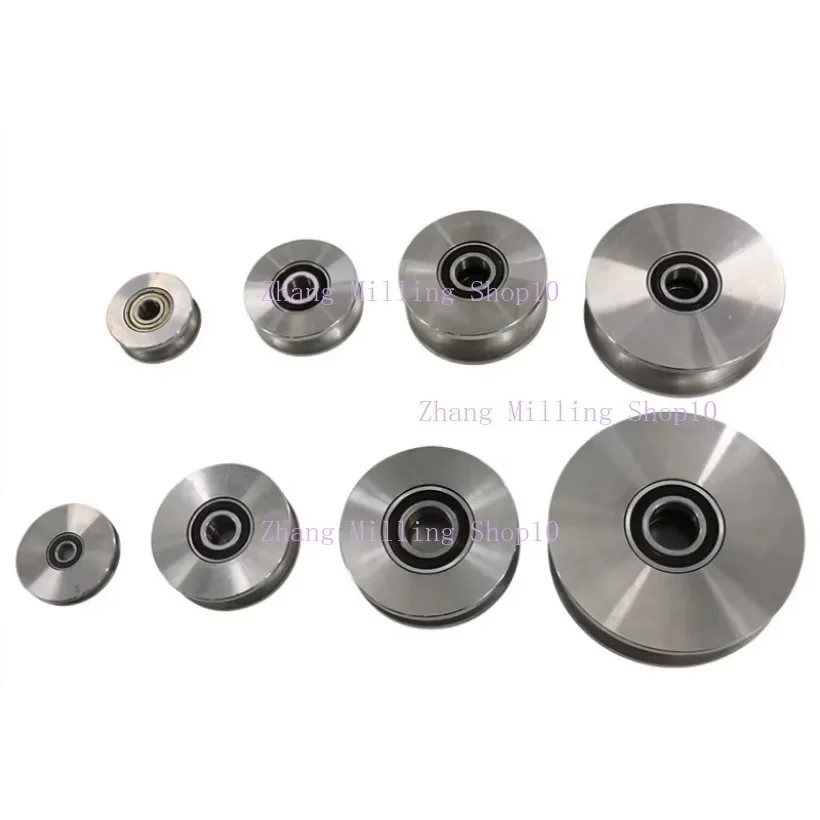 45# Steel Pulley U-shaped V-shaped Steel Wire Pulley Thickened Elbow Track Guide Wheel Round Tube Micro Bearing