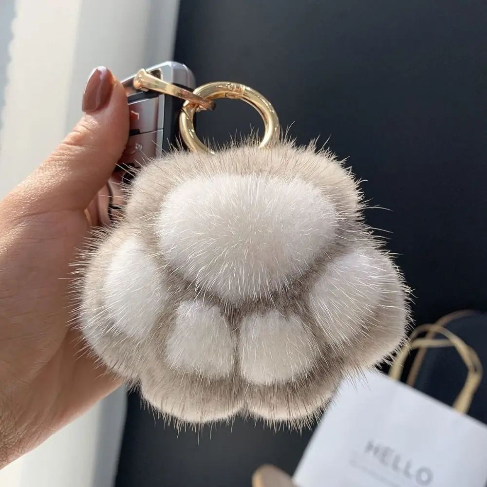 Cat Paw Pendant Keychain Fluffy Kawaii Faux Fur Keychain Charm Kid Gift Plush Toy Key Ring Backpack Car Key Pendant