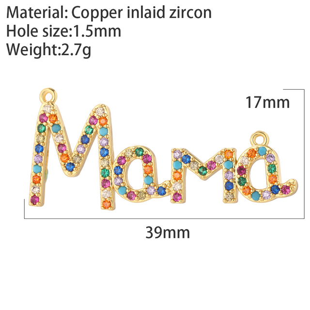 Family Gilr Boy Letter Charm for Jewelry Making Supplies Real Gold Plated CZ Dangle Diy Earring Necklace mama pendant