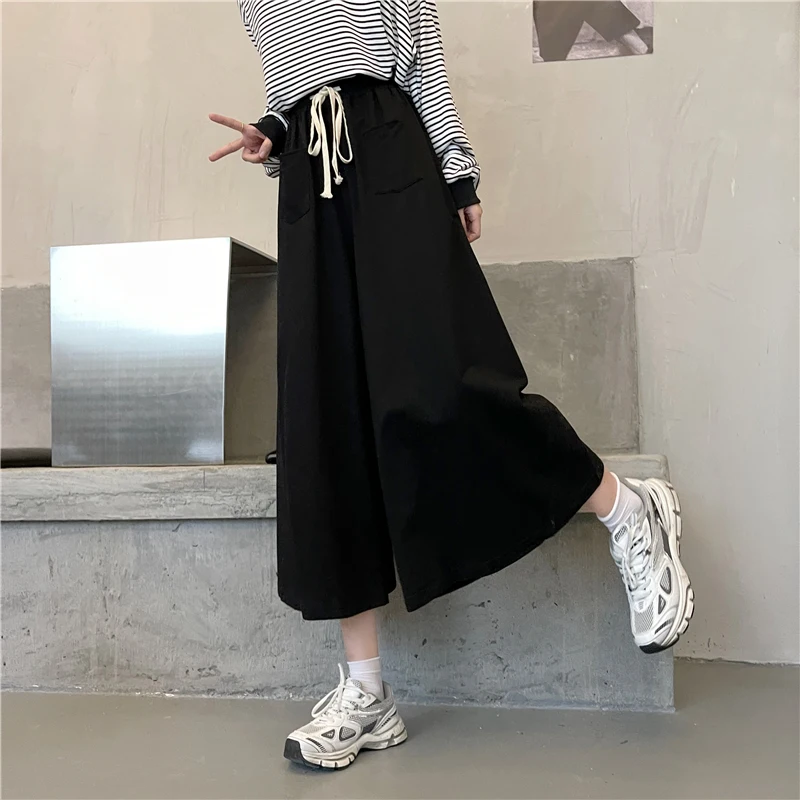 nike sweatpants High Waist Casual Pants Women's Spring and Autumn Thin 2022 New Loose Black Wide Leg Pants Cropped Pants  Sweat Pants Women high waisted jeans