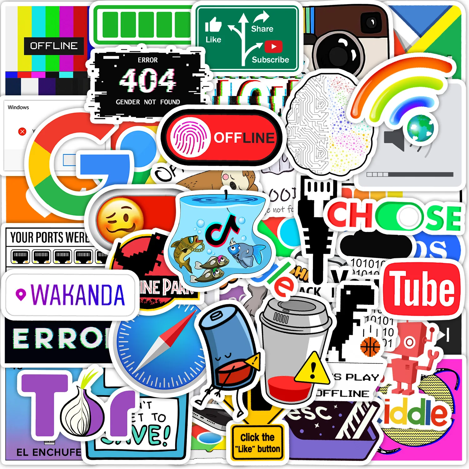 10/30/50pcs 404 Network Error Programming Stickers Cartoon Decals for Laptop Phone Bike Car Notebook Suitcase Graffiti Sticker 10 30 50pcs internet programming stickers decals geek php docker html bitcoin tablet laptop pc pvc graffiti sticker for kids toy