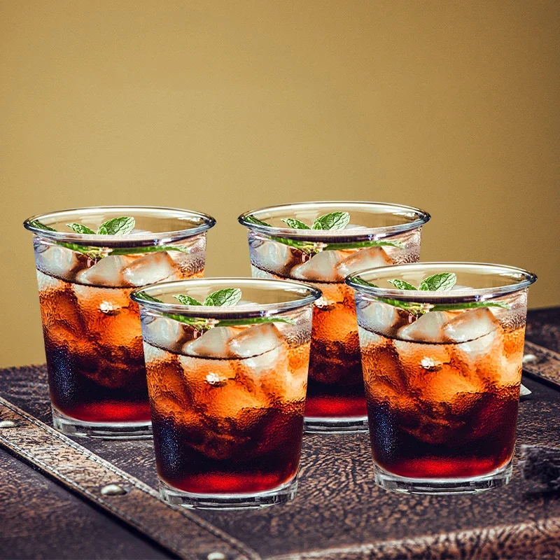 4pcs Set 12.4oz 360ml Nordic Style Water Mug Iced Americano Coffee Cup Cafe Transparent Milk Tea Cold Drink Mugs Whiskey Glass