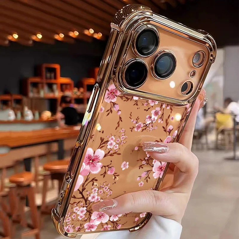Shockproof 3D Flower Plating Phone Case - New Design Cover