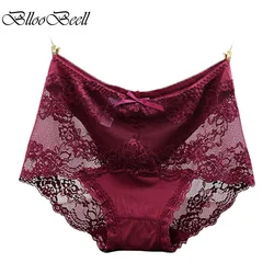 BllooBeell Women's Lace Underwear Sexy Hollow Out Panties Girls High Rise Briefs Soft Modal Solid Color Ladies Lingerie Big Size