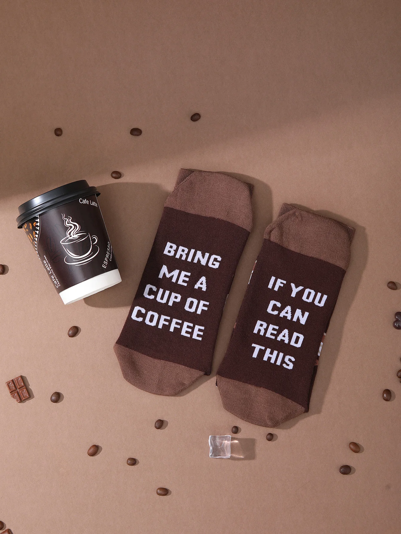 Mid-Calf Socks 1 Pair Men/Women Novelty Fun Coffee Cup Gift Box Fashion Comfortable Breathable All-Season