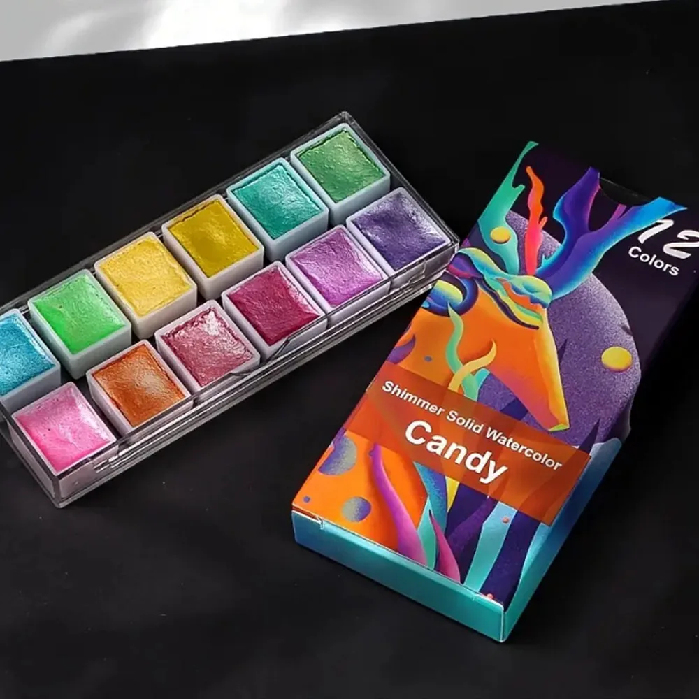 12 colors of pearlescent metallic paints comes with portable box perfect for painting manicure writing gift acrylic paint acrylic paint set