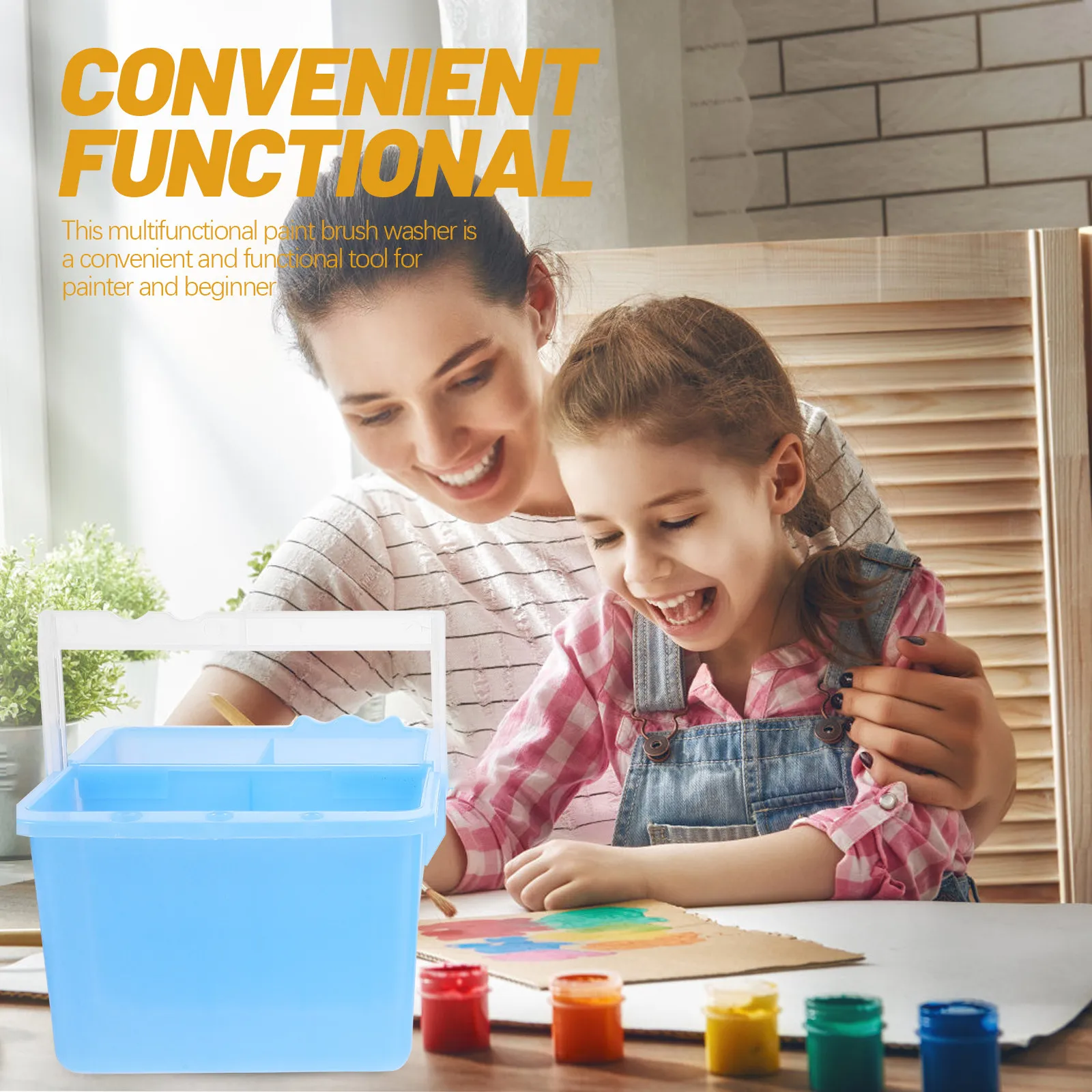 2Pcs 브러시 와셔 페인트 브러시 클리너 예술가를위한 다기능 홀더 수채화 페인트 스탠드 휴대용 물통 매일 사용